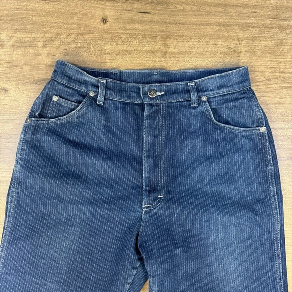 Vintage 1980s Lee Riders jeans railroad striped denim women's 18 high waisted - Picture 5 of 10